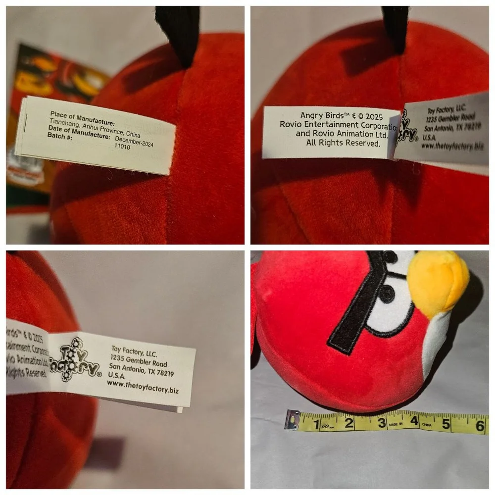 Angry Birds Red Stuffed Animal Plush Toy One Size 5